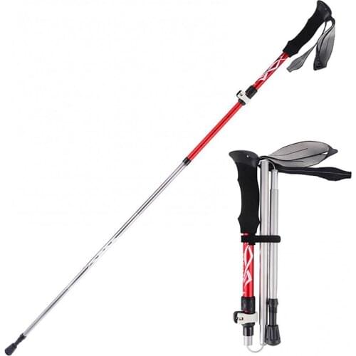 5 Sections Folding Aluminum Alloy Trekking Pole Lightweight Skiing Walking Stick Walking Stick