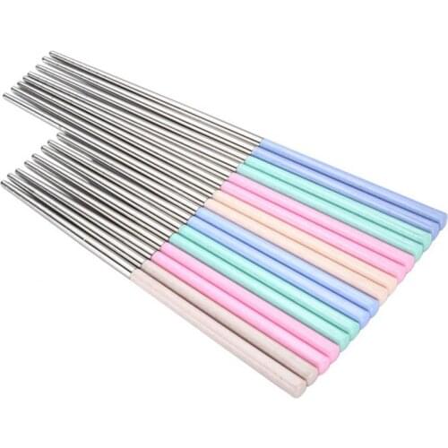 50% Hot Sale New Style Stainless Steel Wheat Cooking Chopsticks Household Non-slip Kitchen Tableware Supplies Accessories