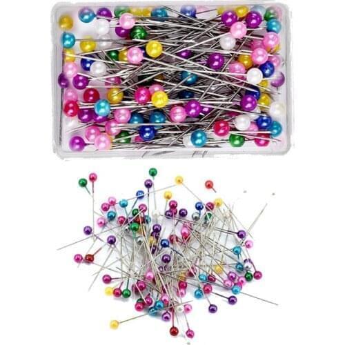 38mm 100/200Pcs Multi-Color Sewing Pins Round Pearl Head Dressmaking Pins Weddings Corsage Florists Sewing Pin With Box