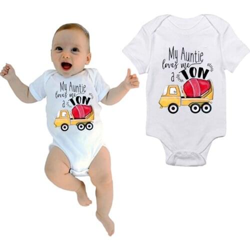 Newborn Baby Costumes Short Sleeve Romper Baby Boy Girl Clothes Infant Onesie 0-24M My Auntie Loves Me Kids Jumpsuits Outfits