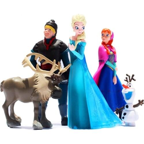 5pcs/Set Frozen The Snow Queen Princess Anna Elsa Action Figure Kristoff Sven Olaf PVC Model Dolls Collection Birthday Gift Toys