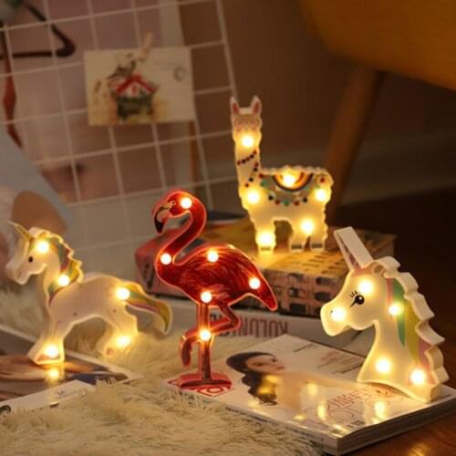 Flamingo Alpaca Unicorns Decorated Christmas Birthday Party Lights Strings Indoor Decoration Toys For Children YK42