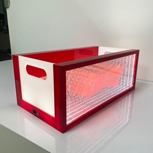 Customized mirror logo Rechargeable Color Flashing Acrylic Boat Shape Beer Wine Bottle Cooler LED Ice Bucket