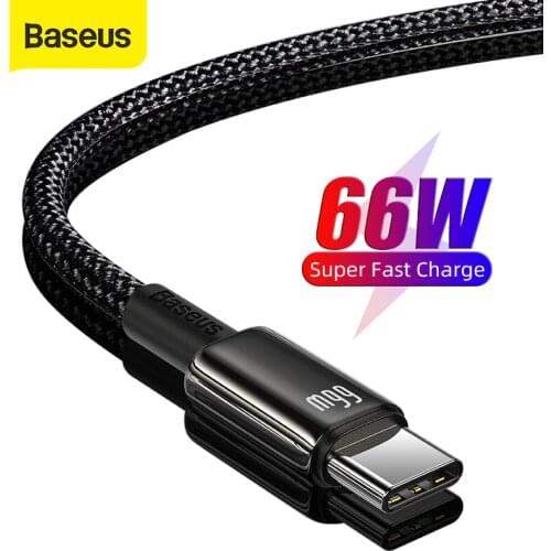 Baseus 6A Fast Charging USB Type C Cable For Huawei Mate 40 P40 Samsung 66W 5A SCP FCP USB C Quick Charge Data Cord For Xiaomi