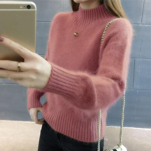 Cashmere Sweater Women Winter Half Turtleneck Soft Plus Size Elasticity Casual Thick Pullover Warm Loose Knitted Sweaters Autumn