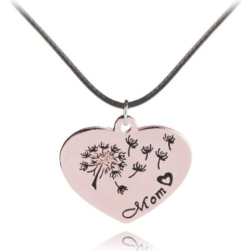 Creative Dandelion Necklace with Heart Shaped Lettering MOM Gift for Mothers Day Fashion Jewelry Women Accessories