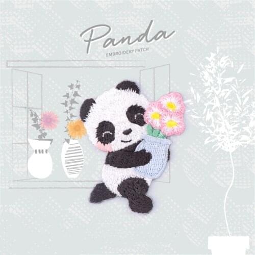 Maxsin 1 Pc High Quality Embroidered Cute Panda Sticker Animal Patch Iron On Clothes Jeans Garment Accessories DIY Decoration