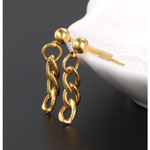 Fashion Cuban Bright Metal Chain Drop Earrings For Women Retro Punk Chain Earrings Vintage Jewelry Gift 2021