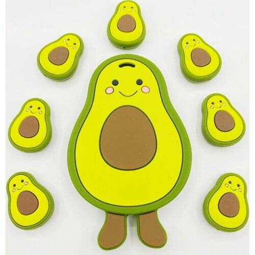 Cartoon Mini Avocado Silicone Beads Teether BPA-free Newborn Infant Teething Soother Toddler Baby Chewing Nursing Molar Toy