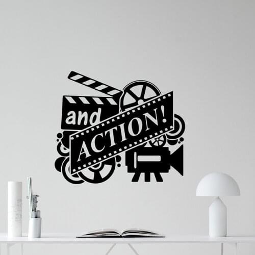 Action Movie Wall Decal Film Reel Cinema Home Theater Vinyl Sticker Wall Decor Removable Wallpaper Adhesive Wall Posters D394