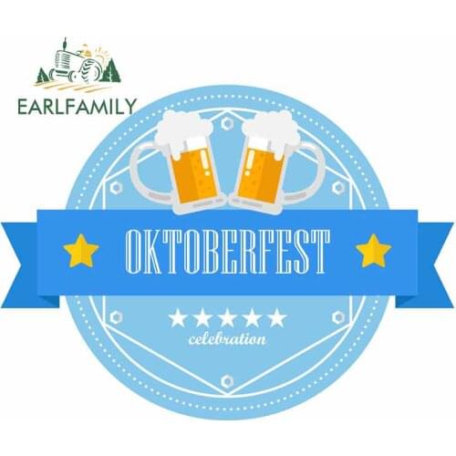 EARLFAMILY 13cm x 9.9cm For Beer Festival Motorcycle Car Stickers Interesting Decal Car Accessories Windshield For VAN JDM RV