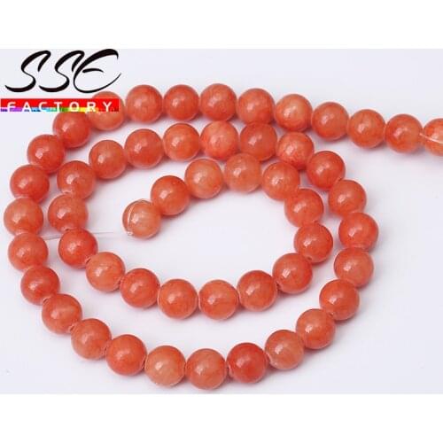 Natural Orange Jades Chalcedony Stone Beads Round Loose Beads For Jewelry Making 15"Strand 4 6 8 10 12mm DIY Bracelet Necklace