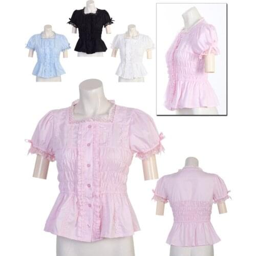 2017 New Pattern Blouse White Cotton Lolita Shirt with lace daily wear lovely cotta customize for plus size adults and kids