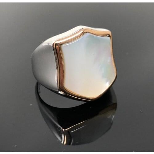 New Authentic Sterling Silver Antique Turkish Mother Of Pearl Stone Hexagon Master Hand Ring Mens Rustic Hallmarked MaleJewelry