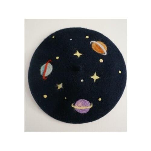 New Planet Beret Hats 100% Wool French Women Navy Blue Autumn Ladies Girls Caps Custom-made