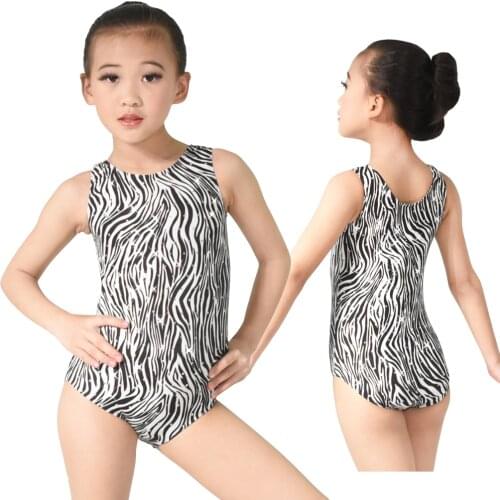 Performance Clothes Training Wear Ballet Costume Zebra Paints Dance Leotard Animal Prints Sequins Glitter Bodysuit for Girls