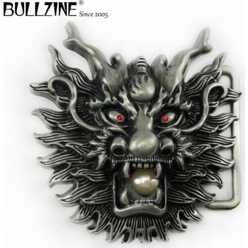 The Bullzine wholesale Dragon belt buckle with pewter finish FP-03371 suitable for 4cm width belt
