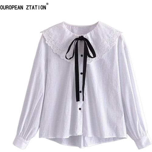Женские белые рубашки OUROPEAN ZTATION China At AliExpress