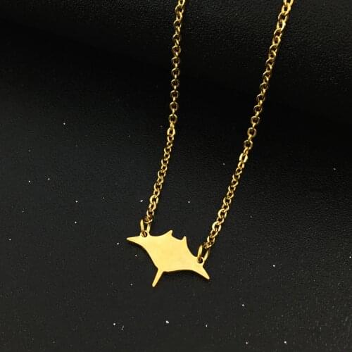 Manta Ray Fish Necklace Mini Charm Pendant Necklaces Jewelry for Men and Women Wholesale Price YP7594