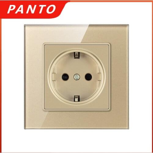 PANTO Grounded Glass Panel Wall Panel Power Socket Plug EU Standard 16A Power Socket Five Colors 86mm * 86mm