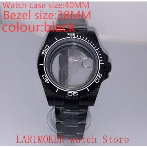 Suitable for NH35 NH36 Miyota 8215 40mm 904L stainless steel case, transparent black back cover, with bezel,black