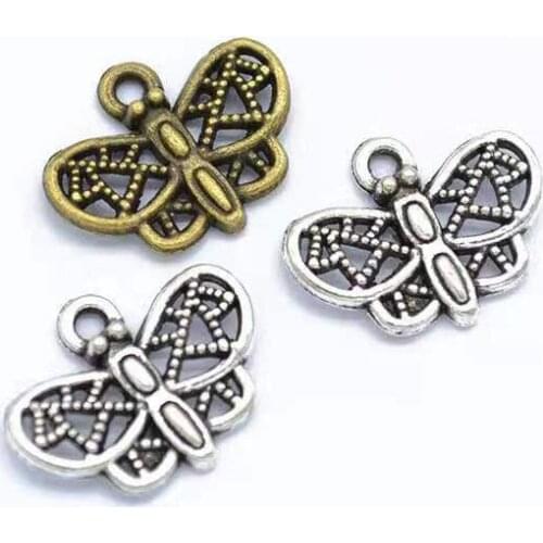 20pcs/lot 18x14mm Zinc Alloy Antique Silver/Antique Bronze Butterfly DIY Charms Pendants