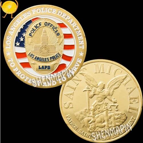 US Los Angeles Police Department Commemorative Coin Saint Michael Patron Saint Challenge Coin LAPD Honor Coins Collectibles