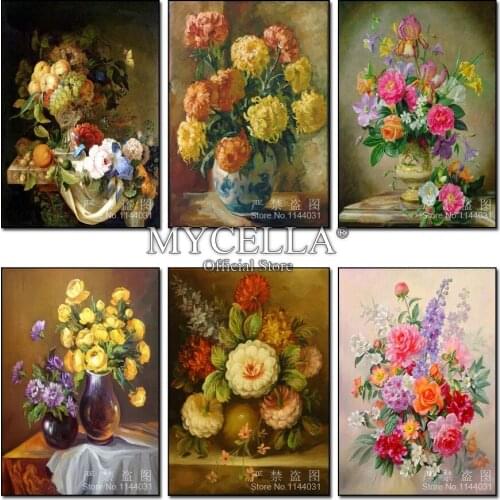 Full Round 5D Diy Diamond Painting Flower Cross Stitch Needlework Diamond Embroidery Colorful Peony Floral Diamond Decorative