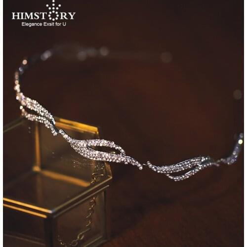 HIMSTORY Brighter Wave Shape Bridal Headband Elegance Leaf Princess Hair Jewelry Tiara Hair Accessories De Noiva