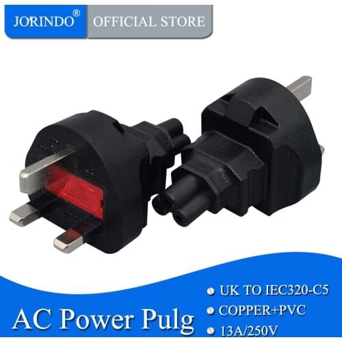 JORINDO UK TO IEC320 C5 AC Conversion plug,EU TO C5 ,13A/250V,With fuse Fused portable computer power adapter