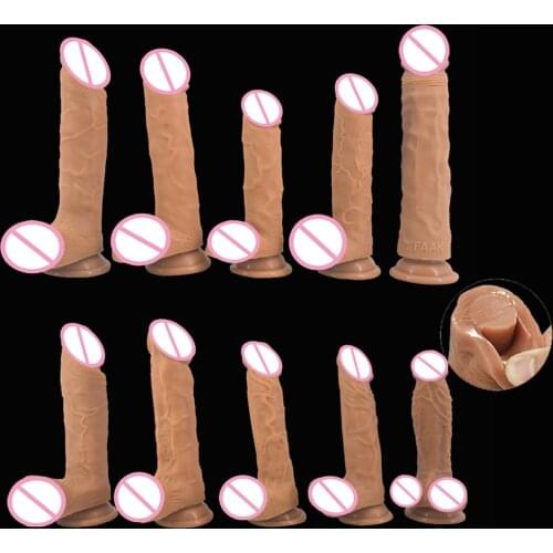 FAAK 8 inch dildo realistic penis lifelike dual density layer silicone sex toys massive cock with suction cup