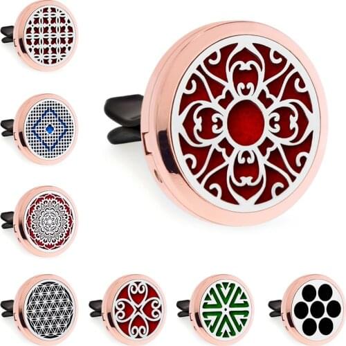 Rose Gold Turn Off Button Arrow 30mm Magnet Open Essential Oil Car Vent Clip Perfume Diffuser Locket Free 10 Pads