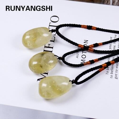 Runyangshi 1pc Brazil natural yellow crystal quartz large particles stone citrine pendant Necklace for woman gifts