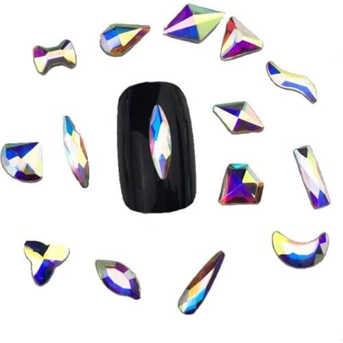 Swarovsky Gorgeous Crystal AB Rhinestone 3D Glitter Glass Diamond Gems for Nail Art Decoration Mixed Sizes