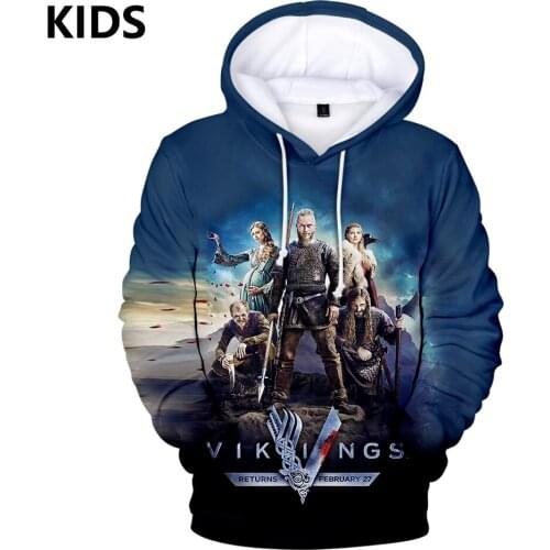 2 to 14 years old Childrens hoodie Harajuku Vikings Ragnar Lothbrok hoodies Oversized Mens tracksuit Women Sweatshirt Hip Hop