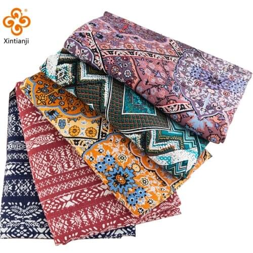 Thin Soft Moroccan Boho Print Fabric For Fashion Dress And Womens Clothing TJ2662-2