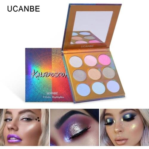 UCANBE Eyeshadow Highlighter Palette Chameleon Color Glitter Shimmer Holographic Makeup Illuminate High Light Face Cosmetic Tool