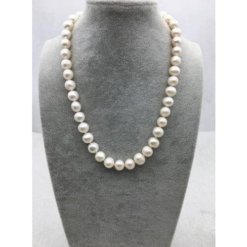 Unique Pearls Jewellery 10-11mm White Round Genuine Freshwater Pearl Necklace Charming Women Wedding Gift Fine Jewelry