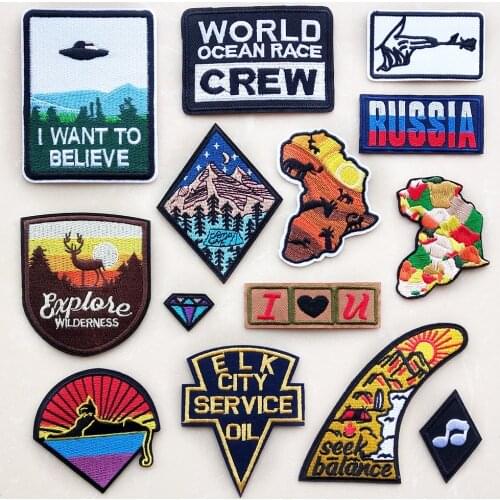 Embroidery Stripe Applique Patch Iron On Embriodered Patches For Clothing Trave Adventure Badge Sticker on Backpack Parkas Coats