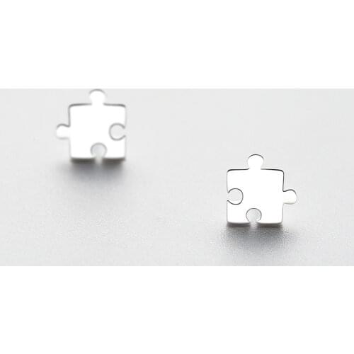 MloveAcc Geometric Puzzle Stud Earrings for Women Gifts Trendy Real 925 Sterling Silver Fashion Jewelry Accessories Bijoux