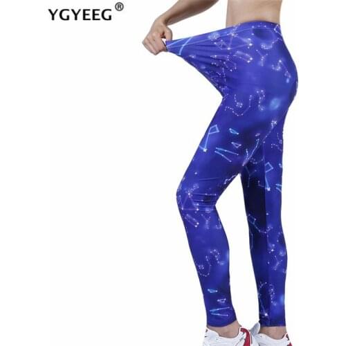 YGYEEG Women Yoga Pants Stretchy Gym Tights High Waist Sport Leggings Running Elastic Knitted Sapphire Star Ankle-Length Bottom