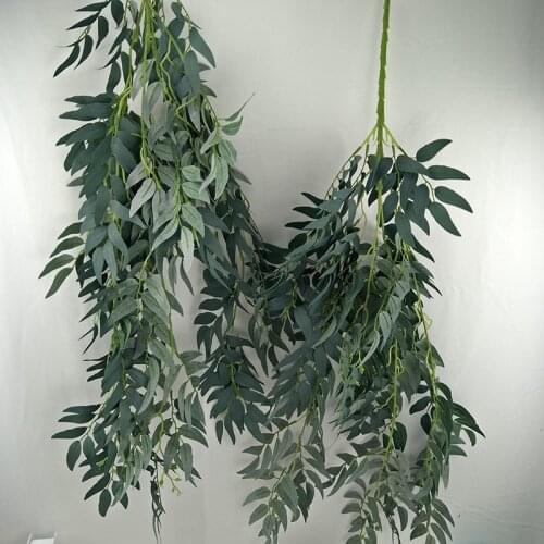 1M Simulation Silk Screen Willow Leaf Vine Hanging Wall Decoration Wedding Backdrops Plants Vines Ceiling Home Decoration Rattan