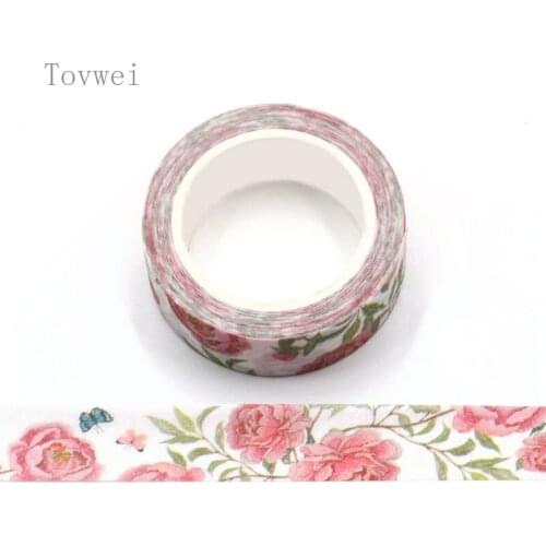 1 pc Flower Copper Heart Glitter Washi Tape Paper Scrapbooking Masking Tape Adhesive Tape Sticker Decorative Stationery Tapes 5M