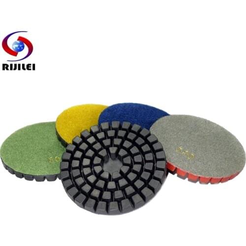 RIJILEI 7PCS/Lot 4Inch Diamond Polishing Pad Sanding Disc 100mm Resin Bond Renew Concrete Floor Polishing Pads Repairing Floor