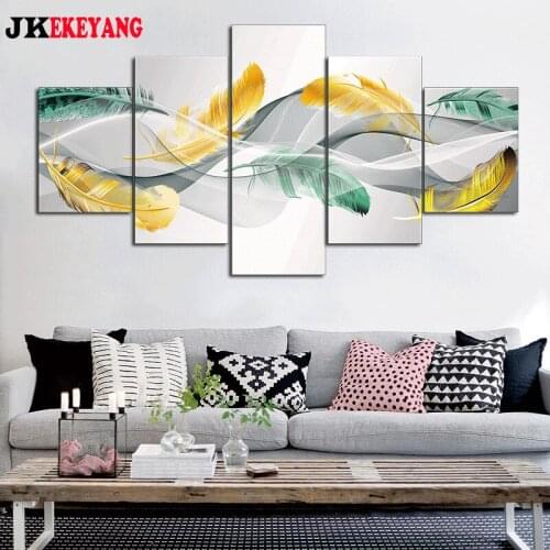 5pcs 5D Diy Diamond embroidery feather Cross Stitch full square diamond painting decorations for home Y4227