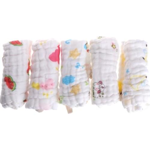 5pcs Baby Handkerchief Square Towel Muslin Cotton Infant Face Towel Wipe Cloth