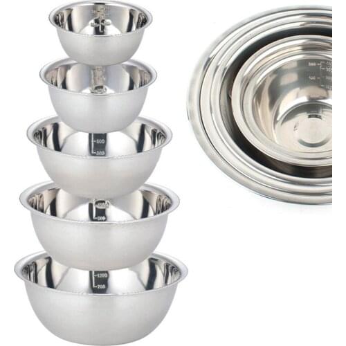 5PCS Stainless Steel Mixing Bowls Non Slip Nesting Whisking Bowls Set Mixing Bowls For Salad Cooking Baking Camping Cookware