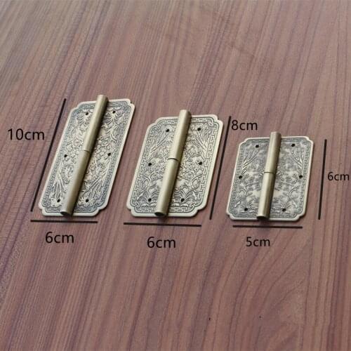 Antique Decorative Furniture Cabinet Hinges Copper Bronze Jewlery Wine Box Brass Hinges Fitting For Bookcase Wardrobe