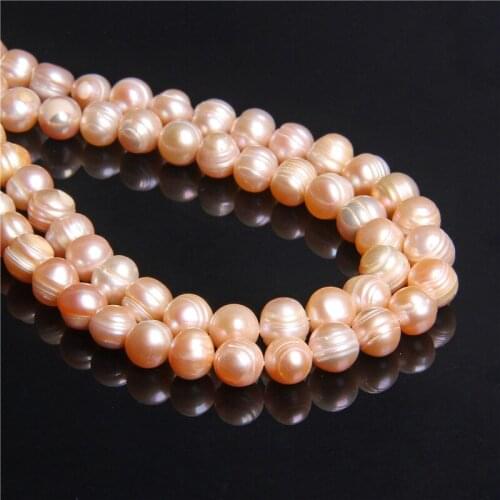 Natural champagne pearl beads round 9-10mm loose spacer pearl beads real Cultured freshwater pearls for women jewelry making diy