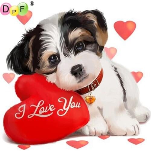 DPF DIY The puppy love 5D diamond painting cross stitch crafts wall painting diamond embroidery home decor diamond mosaic square